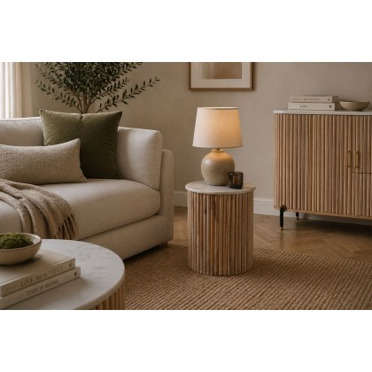 Reed Mango Wood & Marble Lamp Table