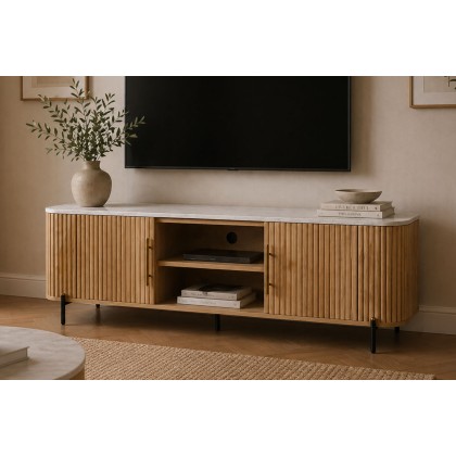 Reed Mango Wood & Marble TV Unit