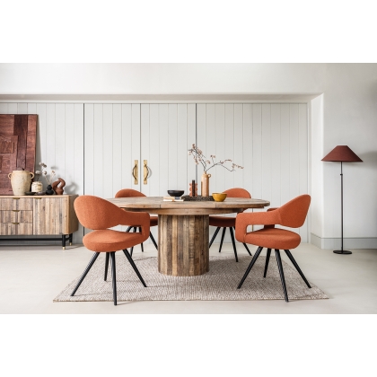 Fairfax Reclaimed Slatted Wood 135cm-185cm Extending Round Dining Table