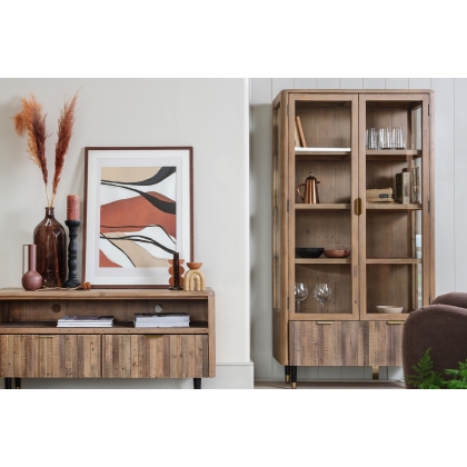 Fairfax Reclaimed Slatted Wood Display Cabinet