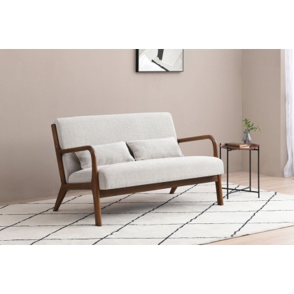 Imogen Natural Woven Chenille 2 Seater with Dark Wood Frame