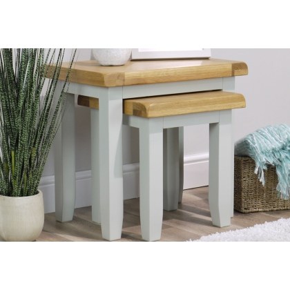 Cotswold Grey Painted Oak Nest Of Tables