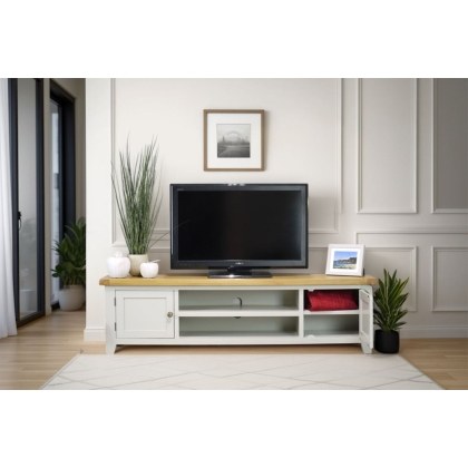 Cotswold Grey Painted Oak Extra Large TV Stand 180cm Wide