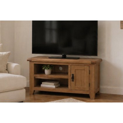 Cotswold Rustic Oak Small TV Stand 91cm Wide