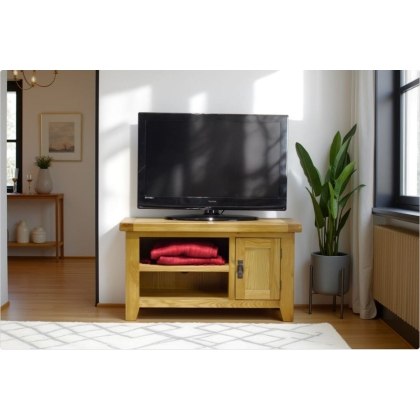 Cotswold Rustic Oak Small TV Stand 91cm Wide