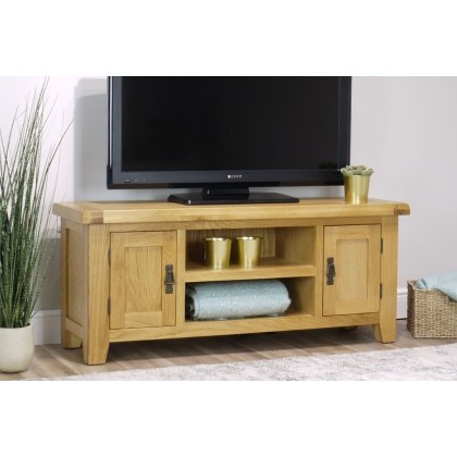 Cotswold Rustic Oak Large TV Stand 120cm Wide