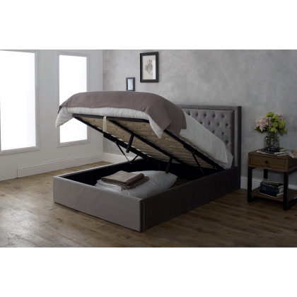Rockford Fabric Ottoman Storage Bed Frame in Silver