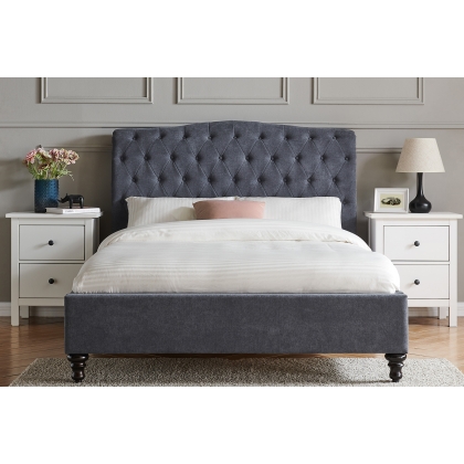 Rosalie Fabric Bed Frame in Dark Grey