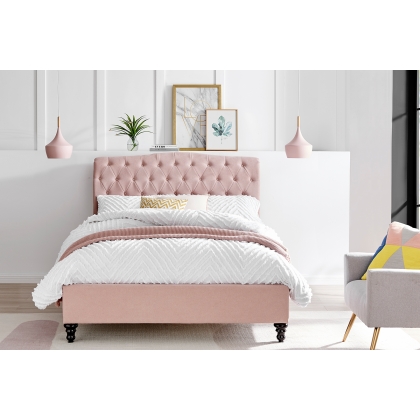 Rosalie Fabric Bed Frame in Pink