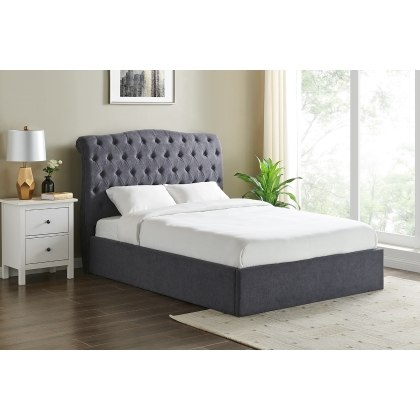 Rosalie Fabric Ottoman Storage Bed Frame in Dark Grey