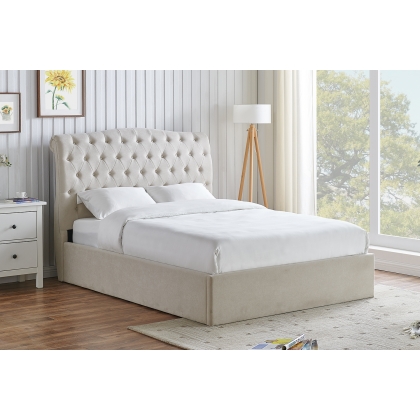 Rosalie Fabric Ottoman Storage Bed Frame in Natural
