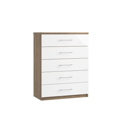 Calgary High-Gloss 5 Drawer Chest of Drawers