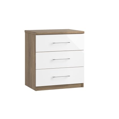 Calgary High-Gloss 3 Drawer Midi Chest of Drawers