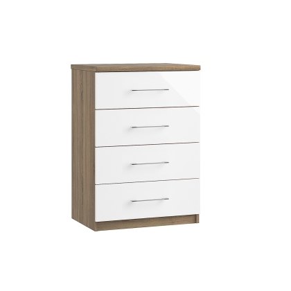 Calgary High-Gloss 4 Drawer Midi Chest of Drawers
