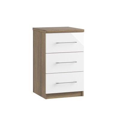 Calgary High-Gloss 3 Drawer Bedside Table