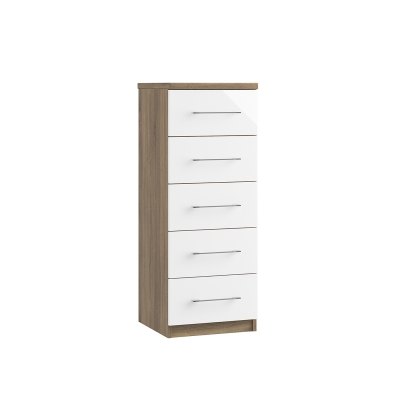 Calgary High-Gloss 5 Drawer Narrow Chest of Drawers