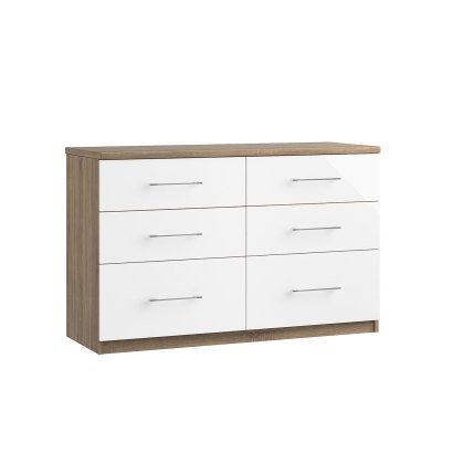 Calgary High-Gloss 6 Drawer Twin Chest of Drawers