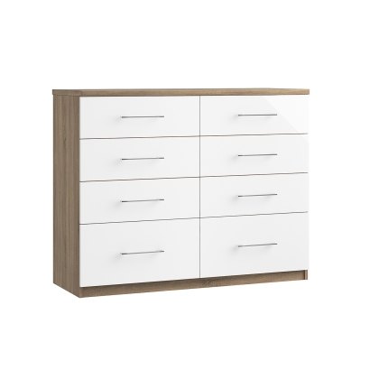 Calgary High-Gloss 8 Drawer Twin Chest of Drawers