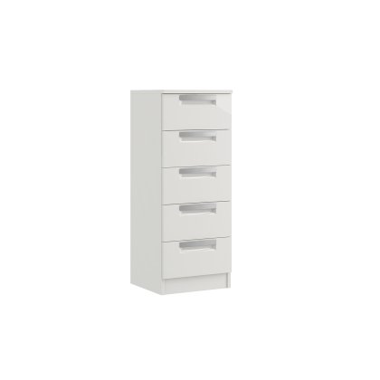 Milly High-Gloss 5 Drawer Narrow Chest of Drawers
