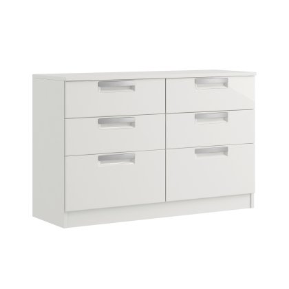 Milly High-Gloss 6 Drawer Twin Chest of Drawers