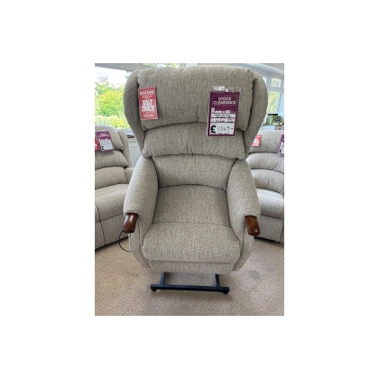 Celebrity Westbury Fabric Standard Dual Motor Rise & Recliner Chair in Dalby Natural & Teak