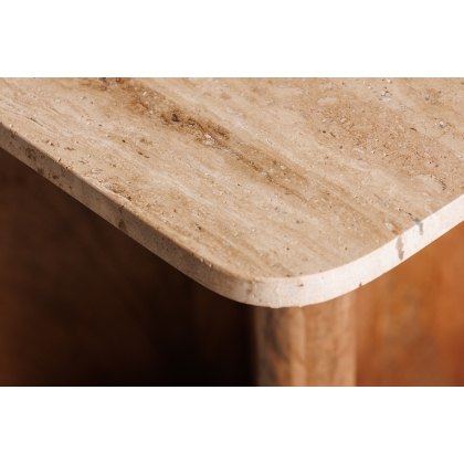 Eden Mango Wood Console Table with Travertine Tops