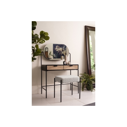 Raphael Black Wood and Jute Rope Dressing Table with Mirror
