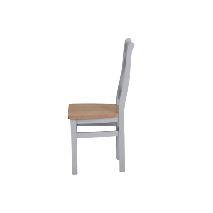 Eton Painted Grey Oak Cross Back Dining Chair with Wooden Seat