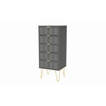 5 Drawer Chest of Drawers with Cube Panel Design