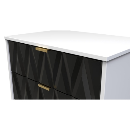 3 Drawer Wide Chest of Drawers with Diamond Panel Design