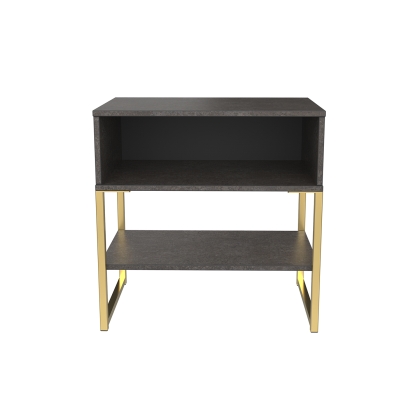 Wide Open Midi Bedside Table in Marble or Pewter Finish