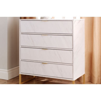 4 Drawer Chest of Drawers in Marble or Pewter Finish