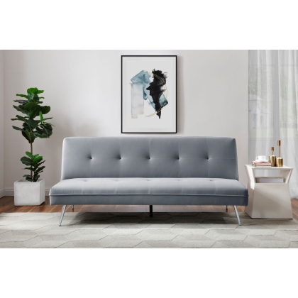 June Click Clack Grey Sofa Bed with Deep Tufting