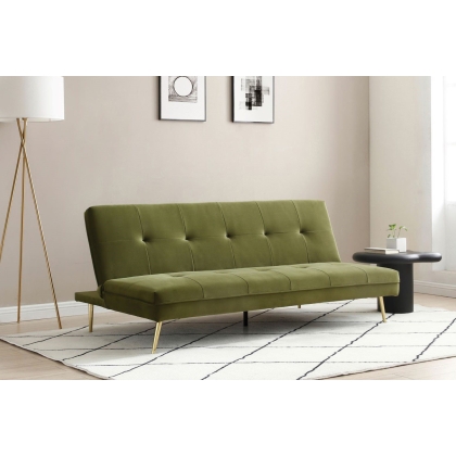 June Click Clack Olive Green Sofa Bed with Deep Tufting