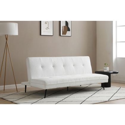 June Click Clack Cream Boucle Sofa Bed with Deep Tufting