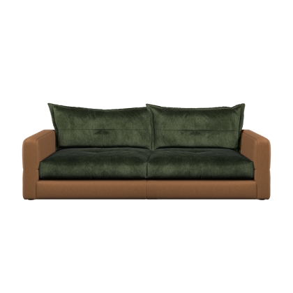 Alexander & James Quinn Leather & Fabric Mix 4 Seater Sofa (Split)