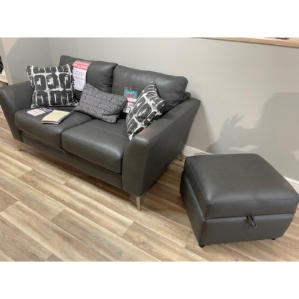 Falmouth 2 Seater Leather Sofa and Footstool