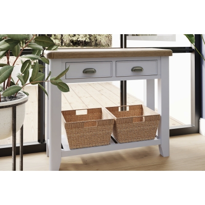 Smoked Oak Painted Grey Console Table
