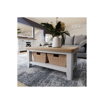Smoked Oak Painted Grey Coffee Table
