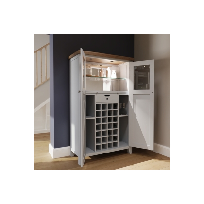 Smoked Oak Painted Grey Drinks Cabinet