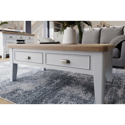 Smoked Oak Painted Grey Large Coffee Table