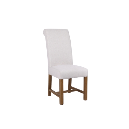 Scroll Back Fabric Dining Chair in Natural