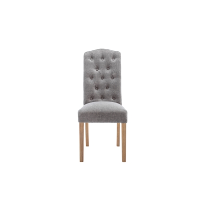 Button Back Dining Chair in Grey