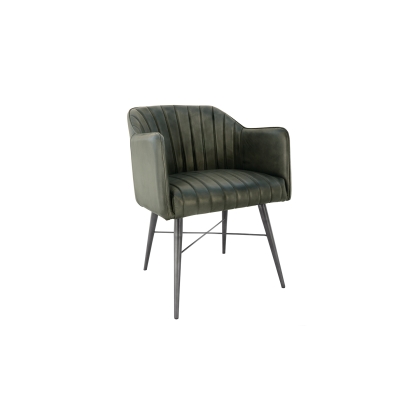 Leather & Iron Chair in Light Grey PU Leather