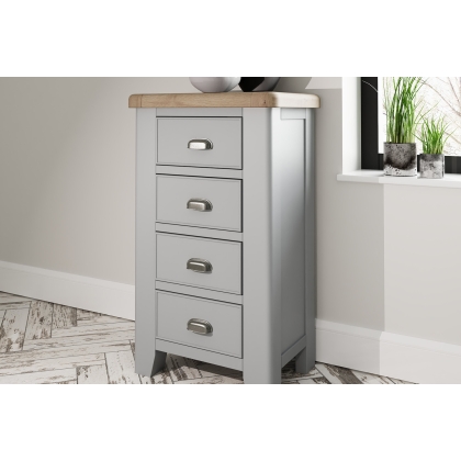 Smoked Oak Painted Grey 4 Drawer Chest