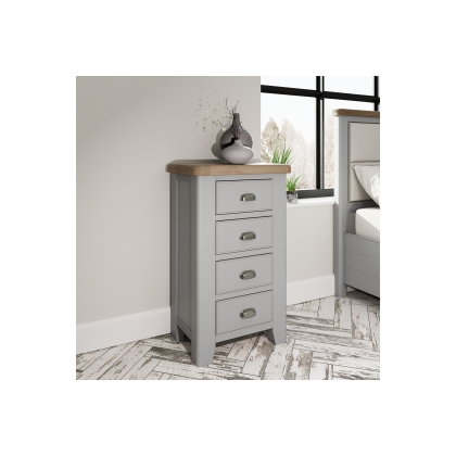 Smoked Oak Painted Grey 4 Drawer Chest