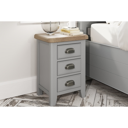 Smoked Oak Painted Grey Small Bedside Table