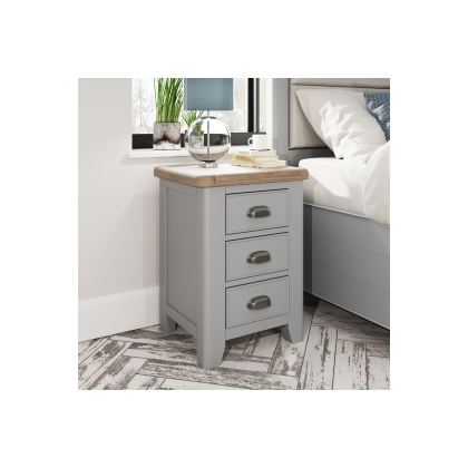 Smoked Oak Painted Grey Large Bedside Table