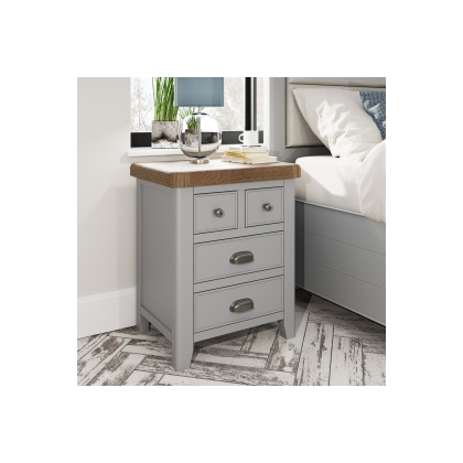 Smoked Oak Painted Grey Extra Large Bedside Table