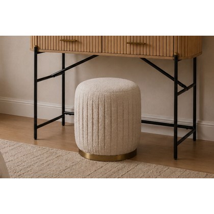 Reed Pleated Boucle Ottoman Stool